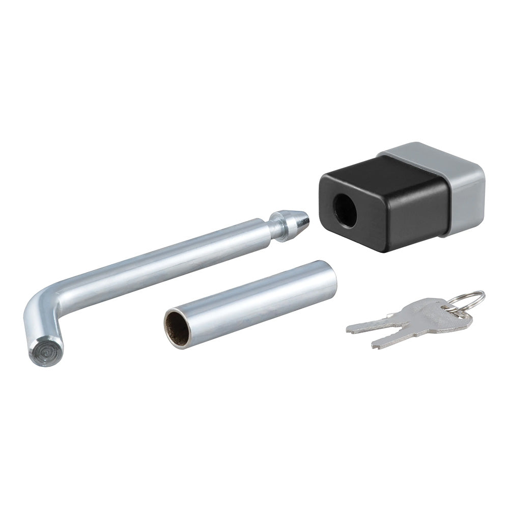 CURT 12 Hitch Lock w58 Adapter 114 or 2 Receiver Deadbolt Chrome 23024