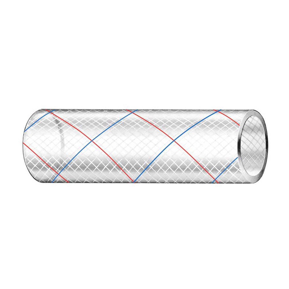 Trident Marine 38 x 50 Clear Reinforced PVC Hose Tubing Red Blue Tracer 1620386