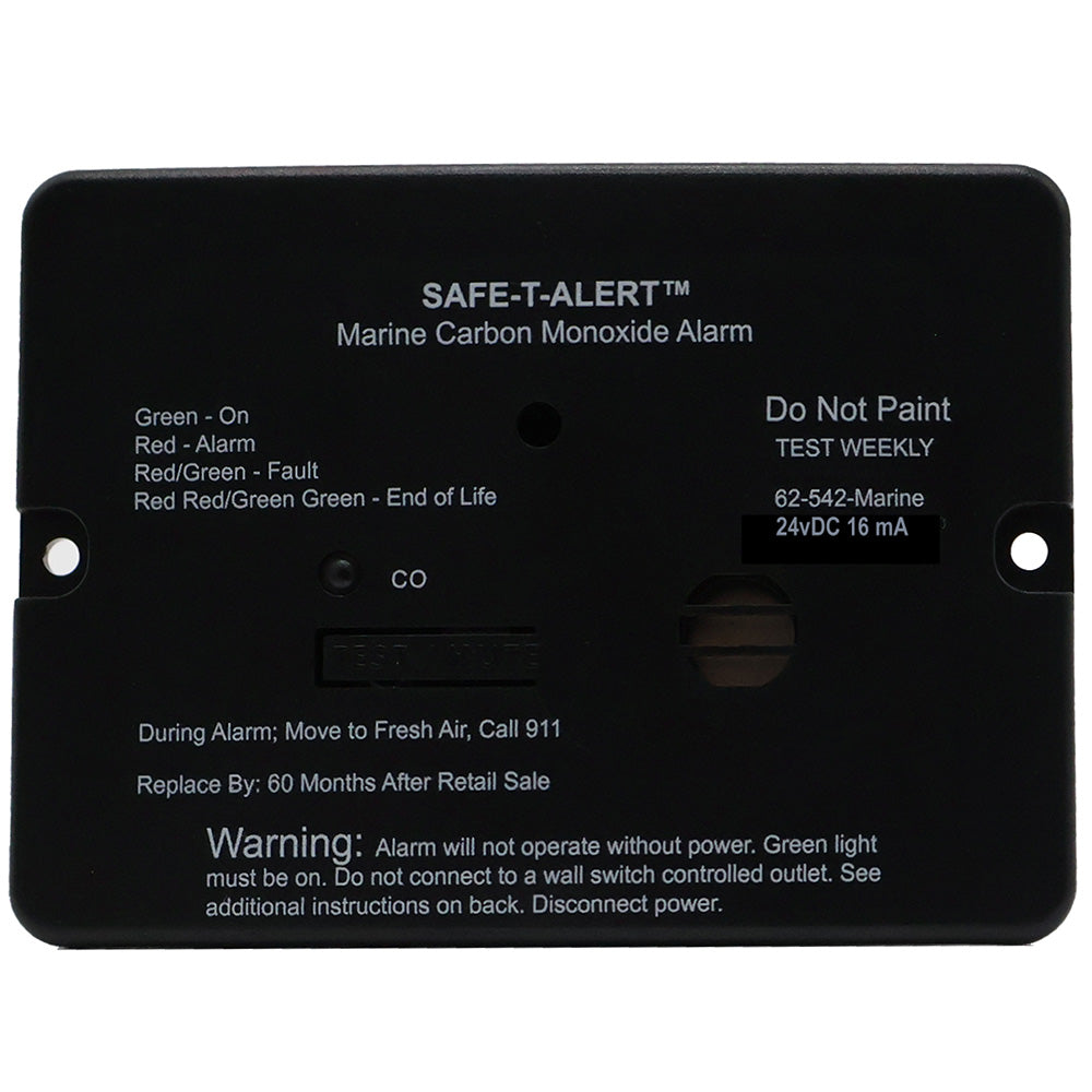 SafeTAlert 62 Series Marine Carbon Monoxide Alarm 24V Flush Mount Black 62542BLMARINE24V
