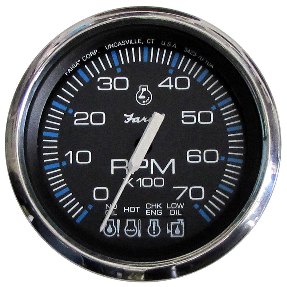 Faria Chesapeake Black SS 4 Tachometer wSystemcheck Indicator 7000 RPM Gas f Johnson Evinrude Outboard 33750