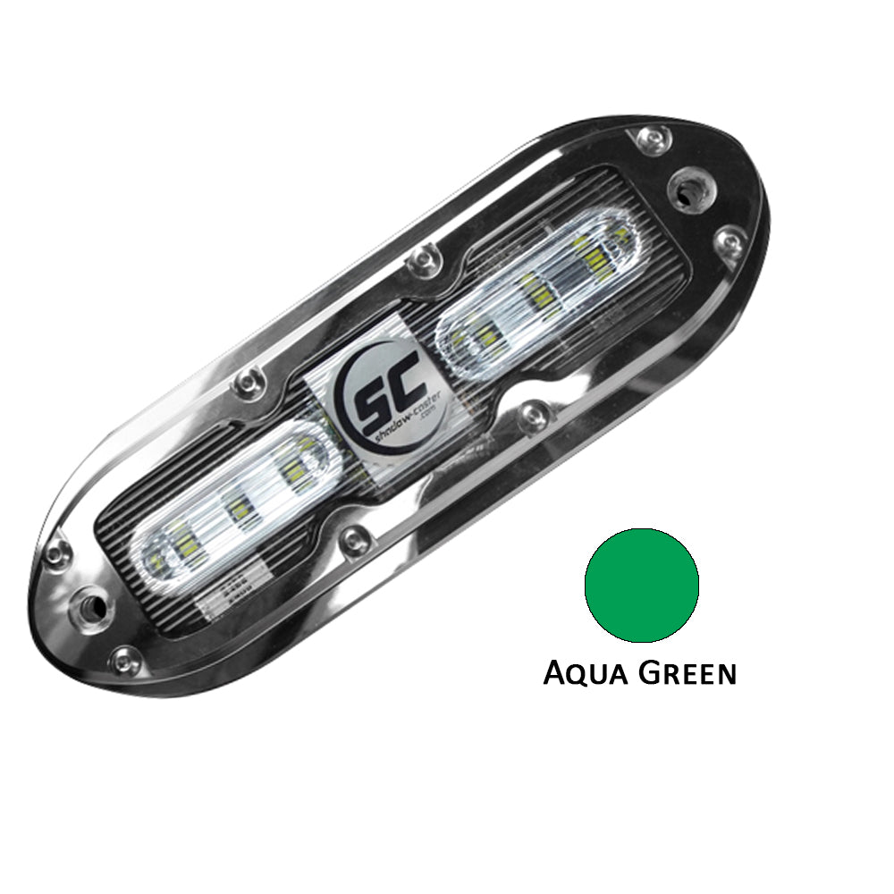 ShadowCaster SCM6 LED Underwater Light w20 Cable 316 SS Housing Aqua Green SCM6AG20