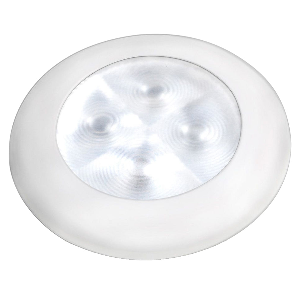 Hella Marine Slim Line LED Enhanced Brightness Round Courtesy Lamp White LED White Plastic Bezel 12V 980500541