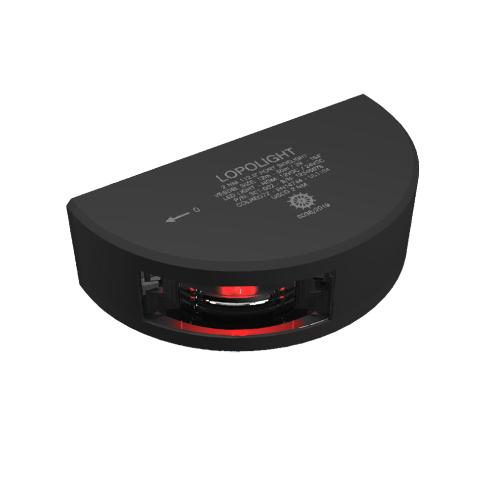 Lopolight Series 301002 Port Sidelight 2NM Vertical Mount Red Black Housing 301002B