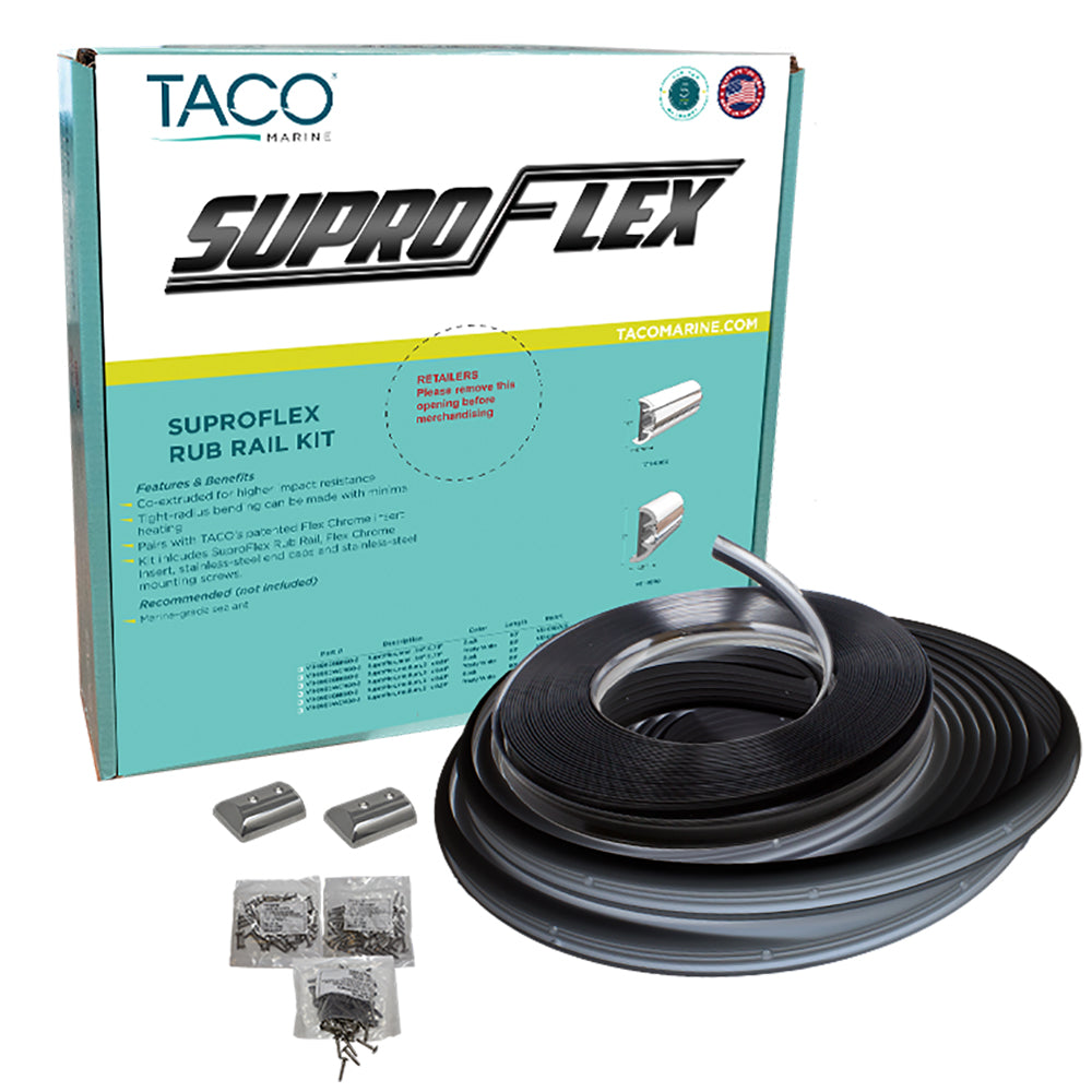 TACO SuproFlex Rub Rail Kit Black wFlex Chrome Insert 2H x 12W x 60L V119990BBK602