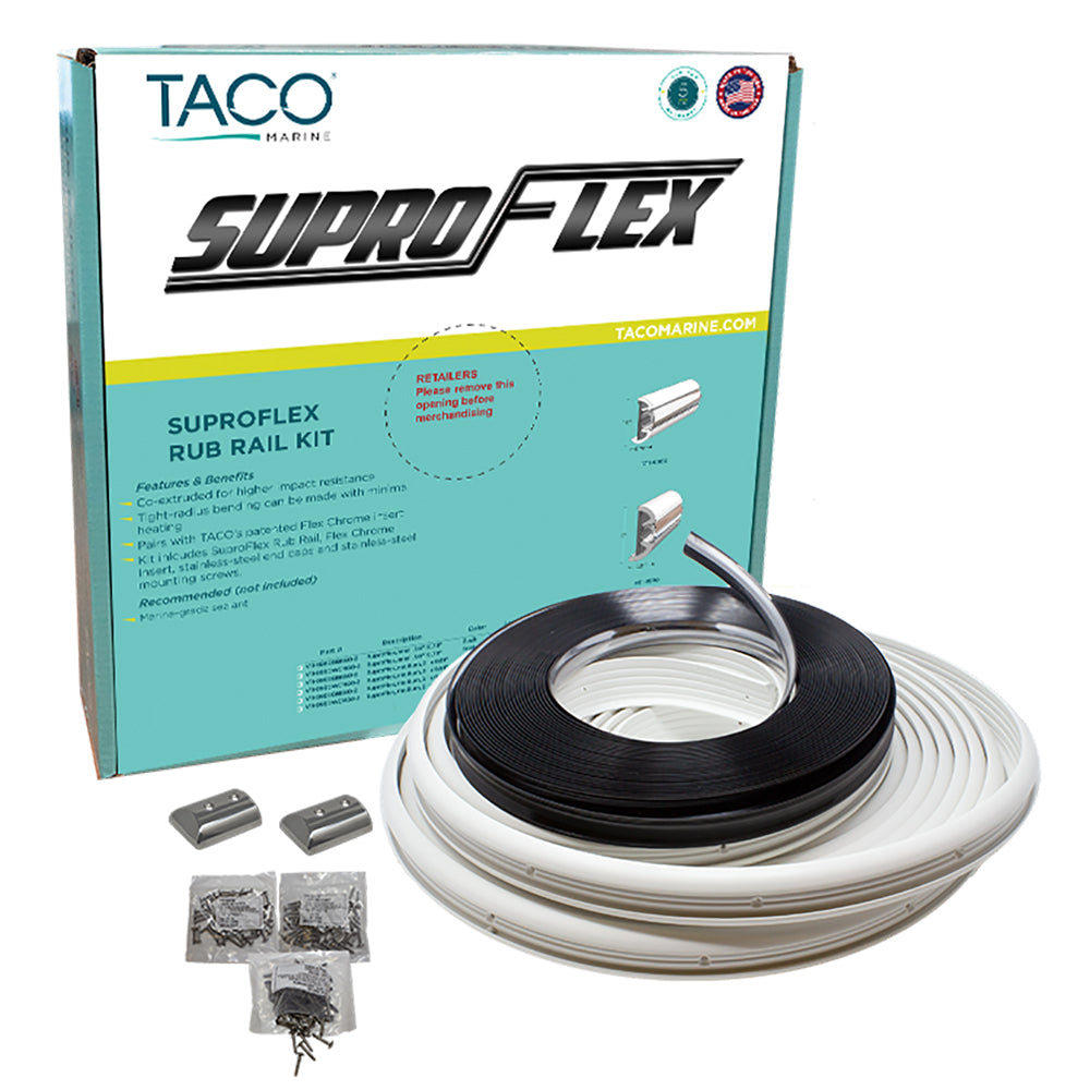 TACO SuproFlex Rub Rail Kit White wFlex Chrome Insert 2H x 3132W x 80L V119990WCM802