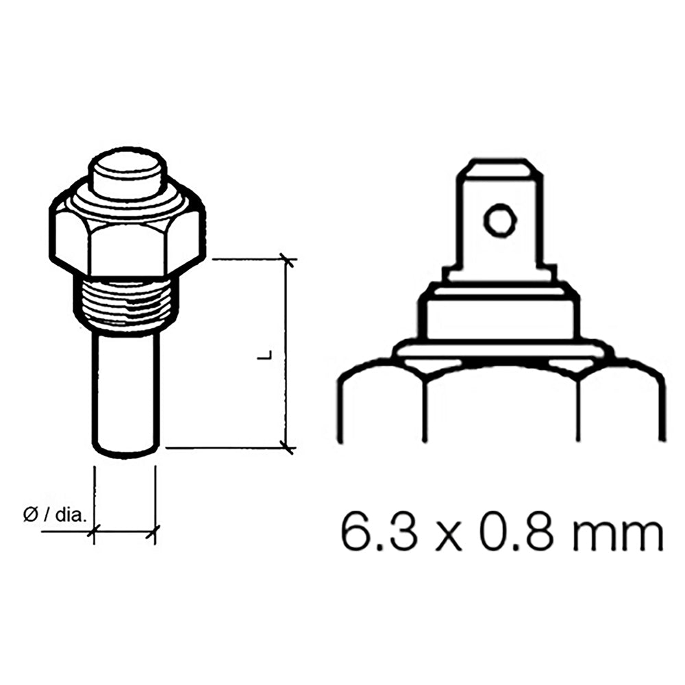 Veratron Engine Oil Temperature Sensor Single Pole Common Ground 50150C120300F 624V M14 x 15 Thread 323801004002N