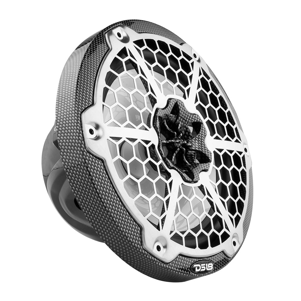 DS18 HYDRO 8 2Way Marine Speakers wRGB LED Lights 125W RMS 4Ohm Black Carbon Fiber CF8M