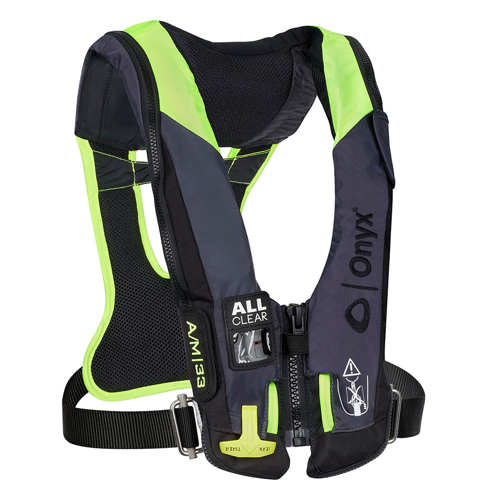 Onyx Impulse AM 33 All Clear wHarness AutoManual Inflatable Life Jacket Grey 13430070100421