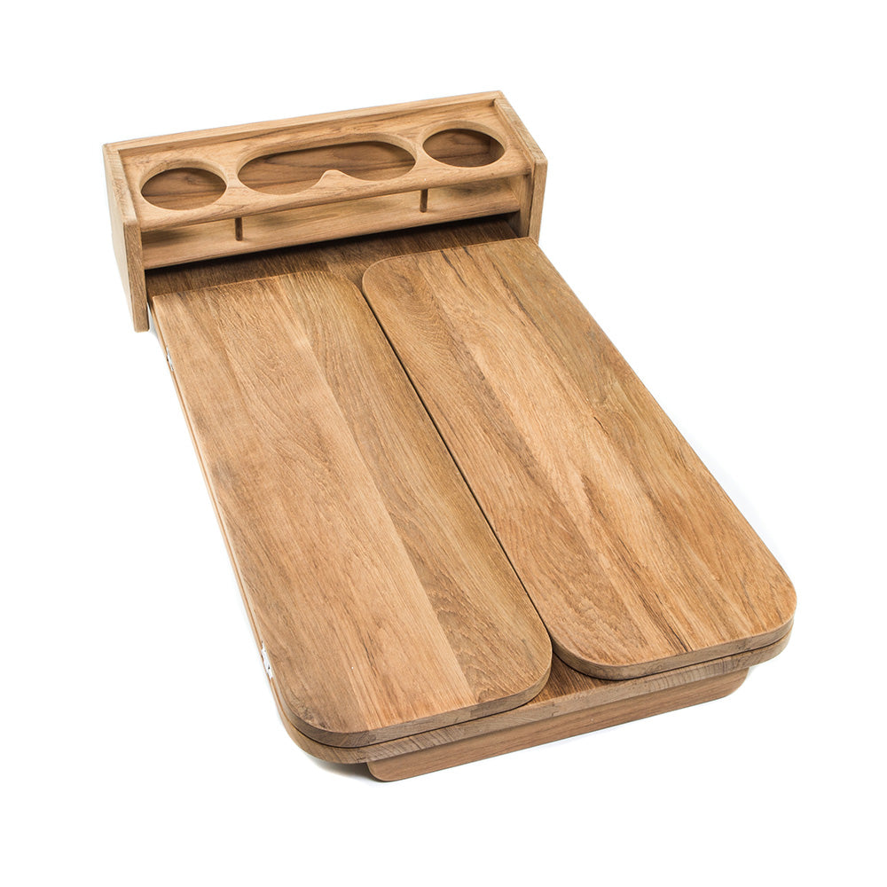 Whitecap Cockpit Table wFolding Leaves 4 Cupholders Teak 61392C