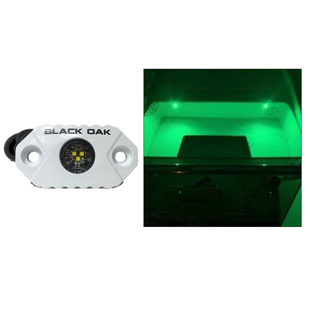 Black Oak Rock Accent Light Green LEDs White Housing MALG