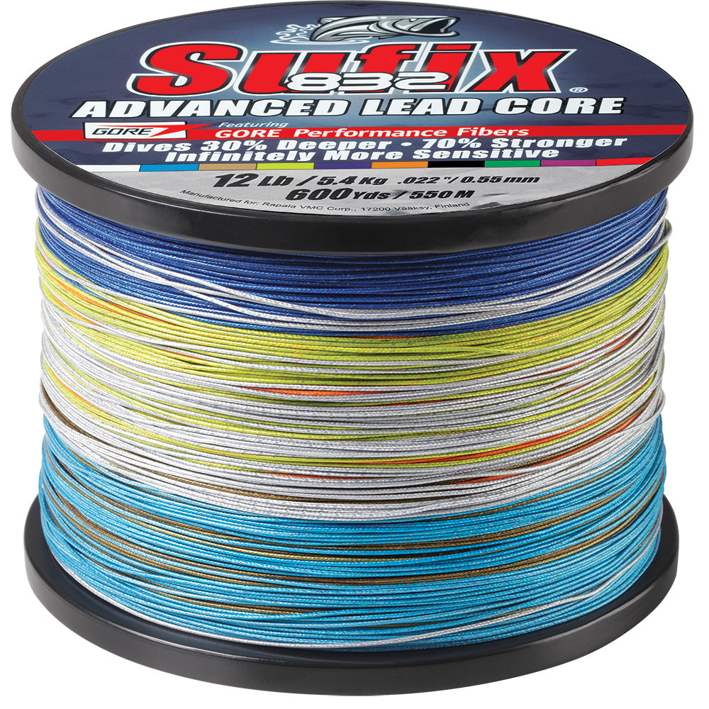 Sufix 832 Advanced Lead Core 12lb 10Color Metered 600 yds 658312MC