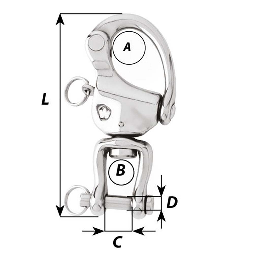 Wichard HR Snap Shackle With Clevis Pin Swivel 120mm Length 42332 02478