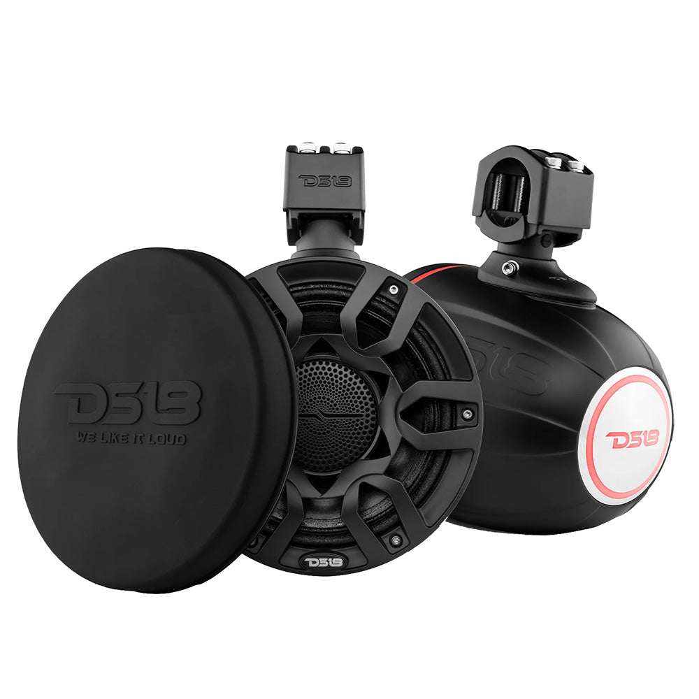 DS18 HYDRO 8 Marine Tower Speakers wRGB LED Lights Pro Audio Loudspeakers Black NXLX8PROBK