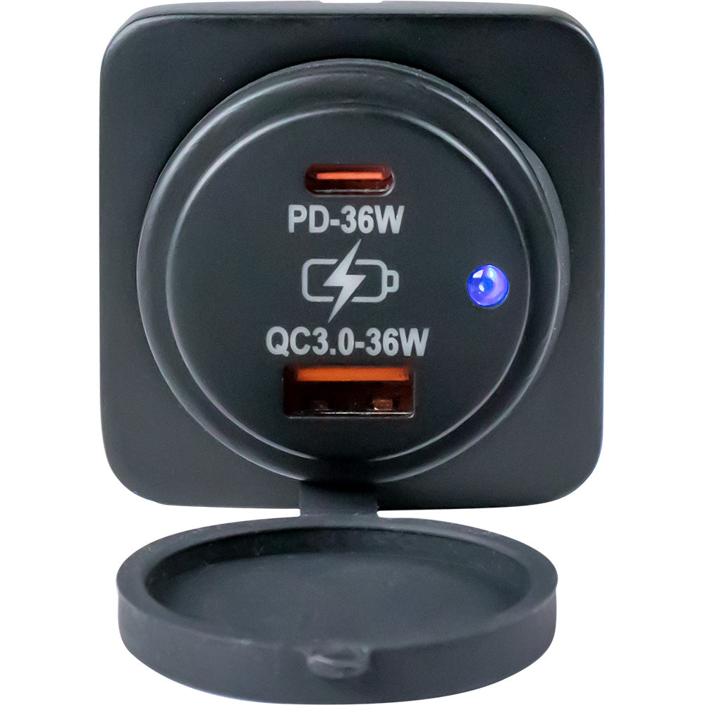 SeaDog USB A  USB C Square Surface Mount Power Socket 4265311