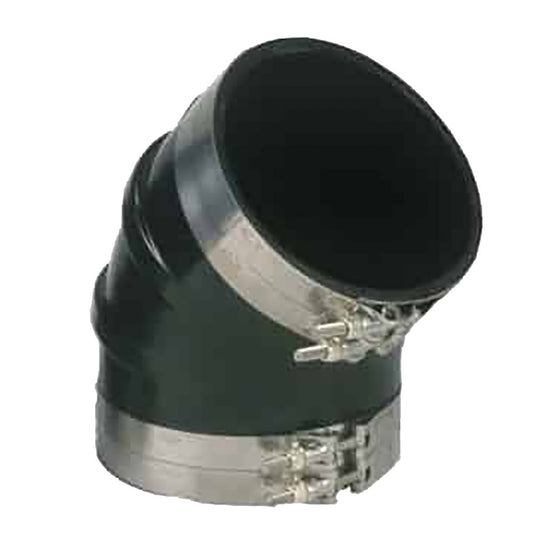 Trident Marine 6 ID 45Degree EPDM Black Rubber Molded Wet Exhaust Elbow w4 TBolt Clamps TRL645SS