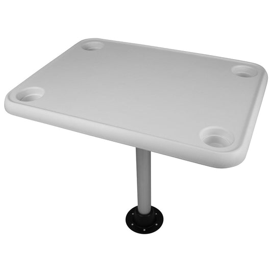 Wise White Rectangular Table  4 Drink Holders wPedestal 8WD944