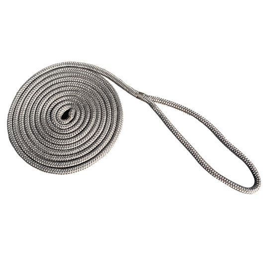 New England Rope 58 x 25 Nylon Double Braid Dock Line  Grey 50582000025