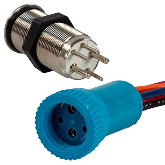 Bluewater 19mm Push Button Switch  OffOnOn Double Momentary Contact  BlueGreenRed LED  1 Lead 905721231