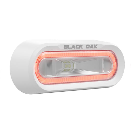 Black Oak Low Pro Off Road Spreader Light  Bracket Mount  White Housing  Red LED MLPSR