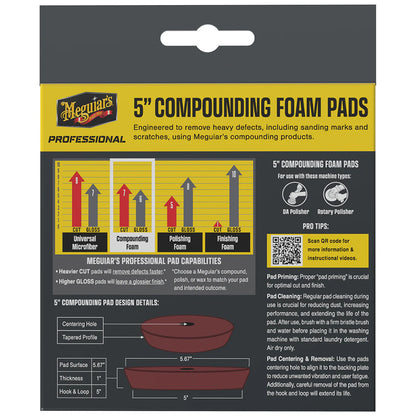 Meguiars Professional 5 Compounding Foam Pads 2Pack M5CFP2