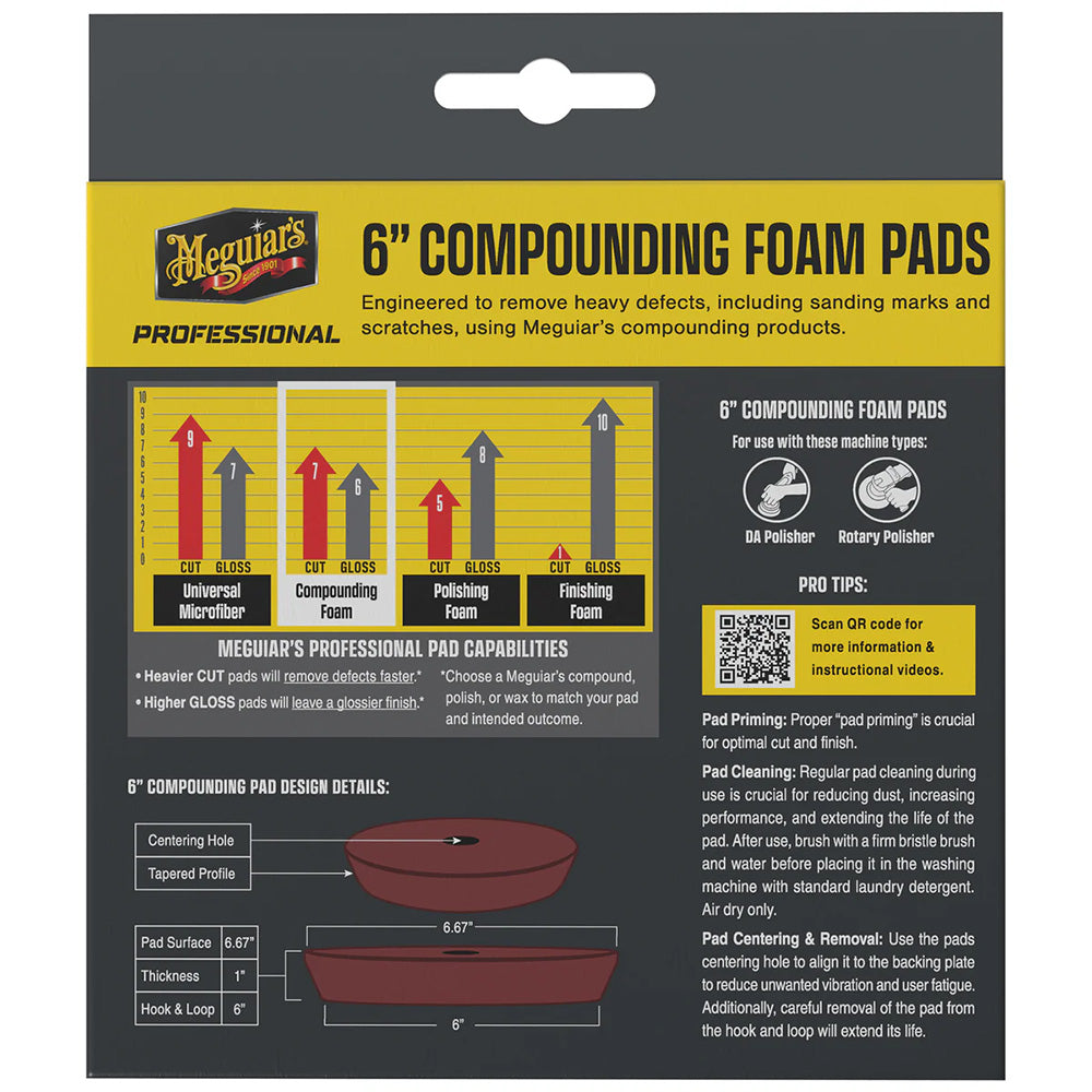 Meguiars Professional 6 Compounding Foam Pads 2Pack M6CFP2
