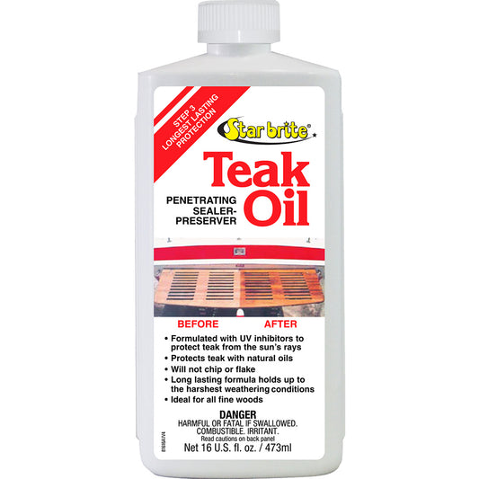 Star brite Teak Oil  Long Lasting Penetrating Sealer  Preserver wUV Inhibitors  16 oz 81616