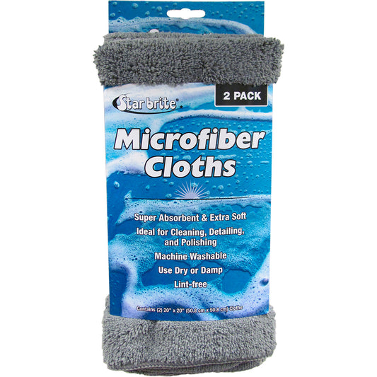 Star brite Microfiber Cloths 2 Pack  20 x 20 Super Absorbent  Soft Towels 40089