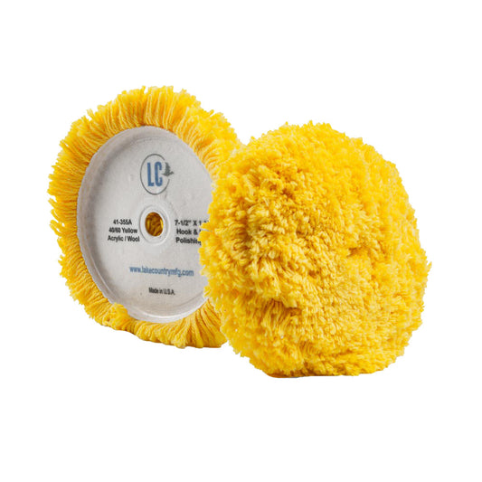 Lake Country Yellow 4060 Unsteamed Twisted WoolAcrylic Pad 7 12 x 1 12 41355ALC