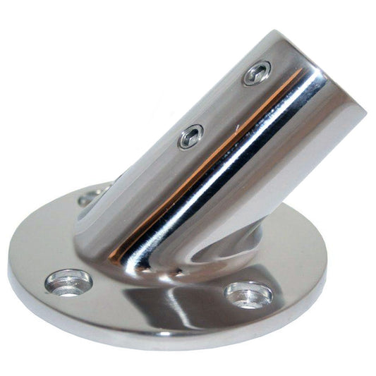 Whitecap 1 OD 45 Degree Round Base SS Rail Fitting 6114C