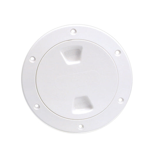 Beckson 4 Smooth Center ScrewOut Deck Plate  White DP40W