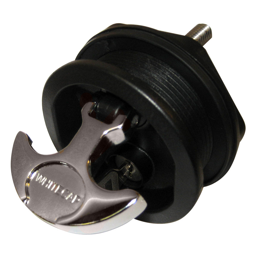 Whitecap THandle Latch  Chrome Plated ZamacBlack Nylon  Locking  Freshwater Use Only S0226BC