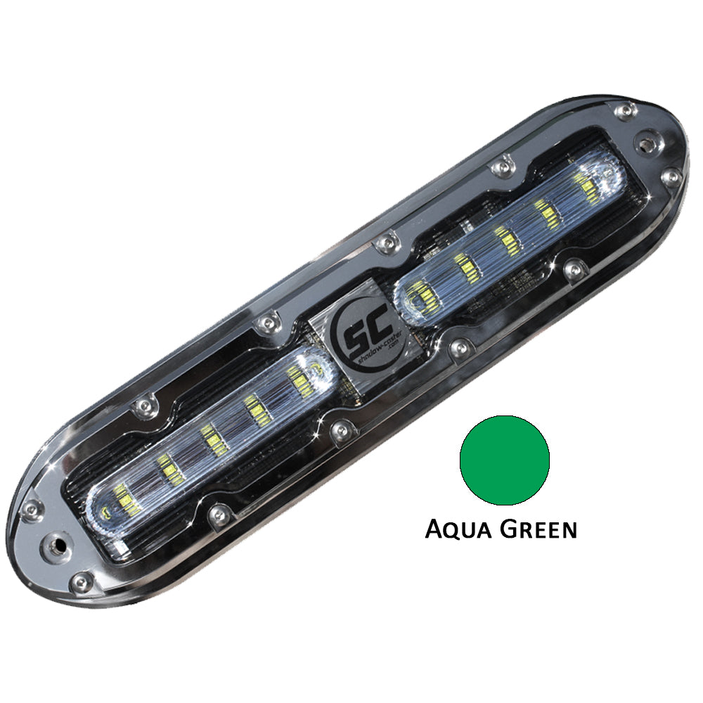 ShadowCaster SCM10 LED Underwater Light w20 Cable  316 SS Housing  Aqua Green SCM10AG20