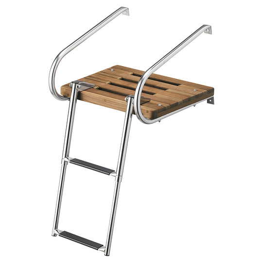 Whitecap Teak Swim Platform w2Step Telescoping Ladder fBoats wInboardOutboard Motors 68904