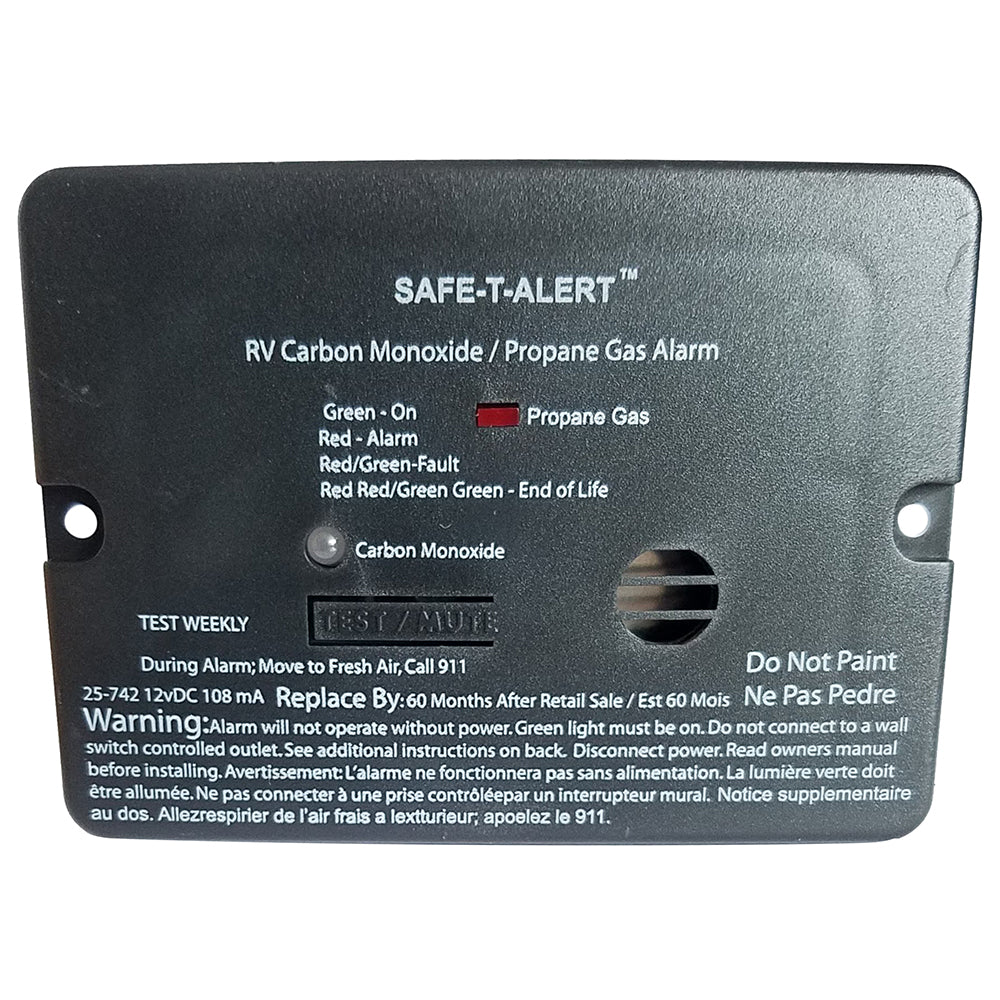 SafeTAlert Combo Carbon Monoxide Propane Alarm  Flush Mount  Mini  Black 25742BL