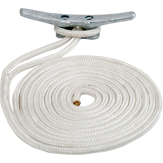 SeaDog Double Braided Nylon Dock Line  12 x 10  White 302112010WH1