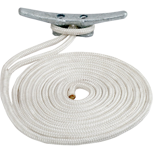 SeaDog Double Braided Nylon Dock Line  58 x 25  White 302116025WH1