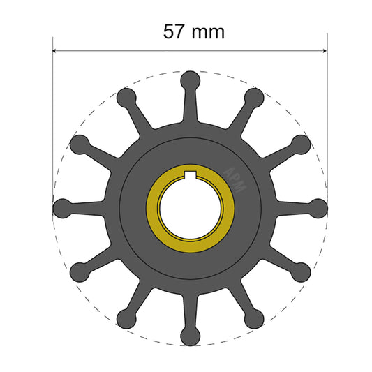Albin Group Premium Impeller Kit 57 x 127 x 20mm  12 Blade  Key Insert 0601013