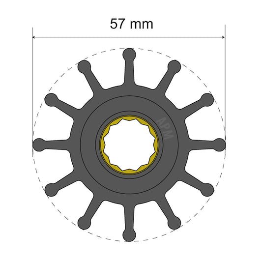 Albin Group Premium Impeller Kit 57 x 16 x 482mm  12 Blade  Spline Insert 0601014