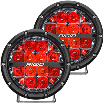 RIGID Industries 360Series 6 LED OffRoad Fog Light Spot Beam wRed Backlight  Black Housing 36203