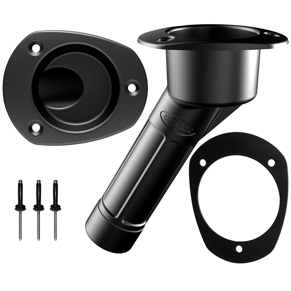Mate Series Plastic Rod  Cup Holder 30 Closed wOval Top fKayaks  Black P2030BK