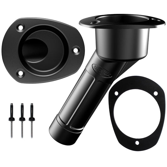 Mate Series Plastic Rod  Cup Holder 30 Closed wOval Top fKayaks  Black P2030BK