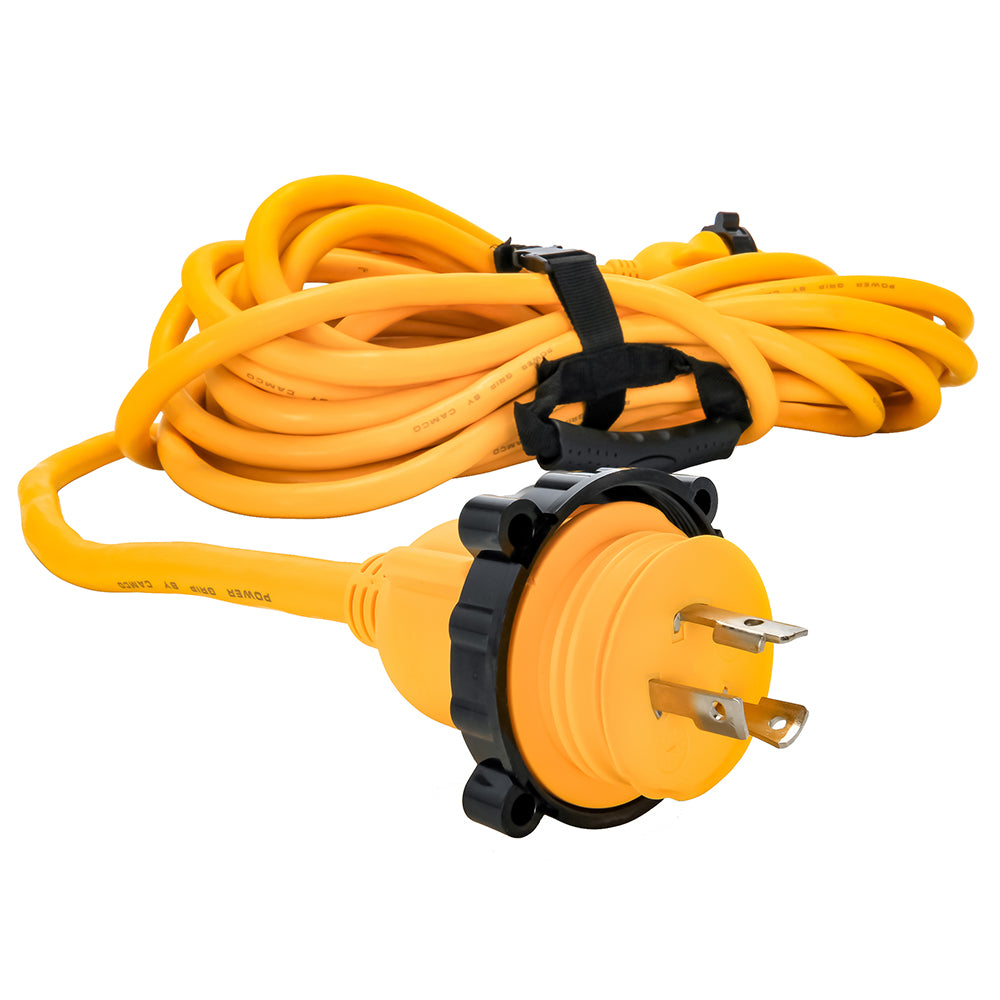 Camco 30 Amp Power Grip Marine Extension Cord  50 MLockingFLocking Adapter 55613