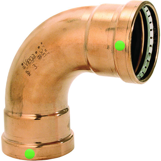 Viega ProPress 212  90 Copper Elbow  Double Press Connection  Smart Connect Technology 20623