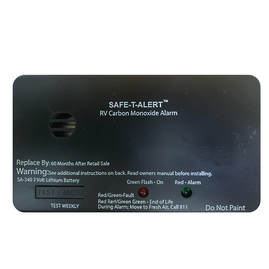 SafeTAlert SA340 Black RV Battery Powered CO Detector  Rectangle SA340BL
