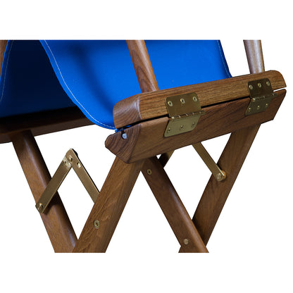 Whitecap Directors Chair wBlue Seat Covers  Teak 60041