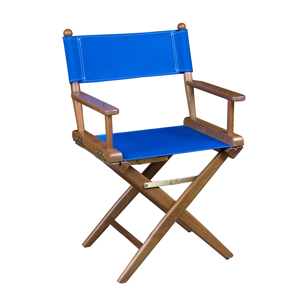 Whitecap Directors Chair wBlue Seat Covers  Teak 60041