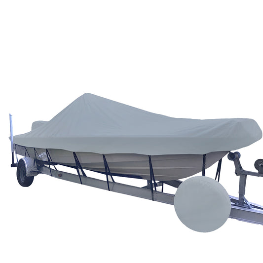 Carver SunDURA Narrow Series StyledtoFit Boat Cover f235 VHull Center Console Shallow Draft Boats  Grey 71223NS11