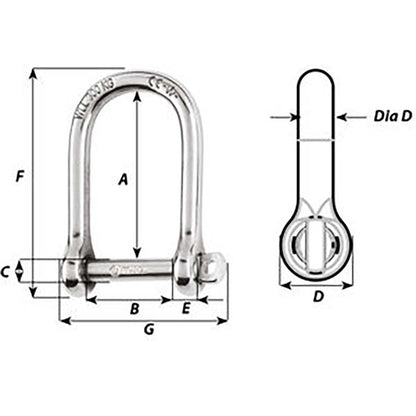 Wichard SelfLocking Large Shackle  Diameter 5mm  316 01262