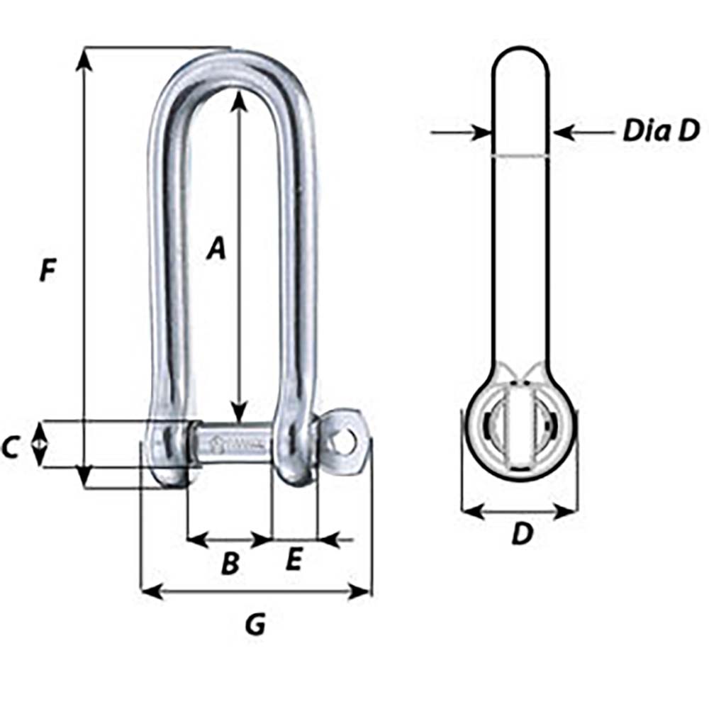 Wichard Captive Pin Long D Shackle  Diameter 6mm  14 01413