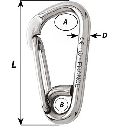 Wichard Asymmetric Carbine Hook  Length 120mm  1532 02327